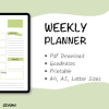 Picture of Green Printable Weekly Planner Digital Download
